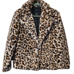 Vintage Forever 21 Cheetah Print Faux Fur Coat Size Small